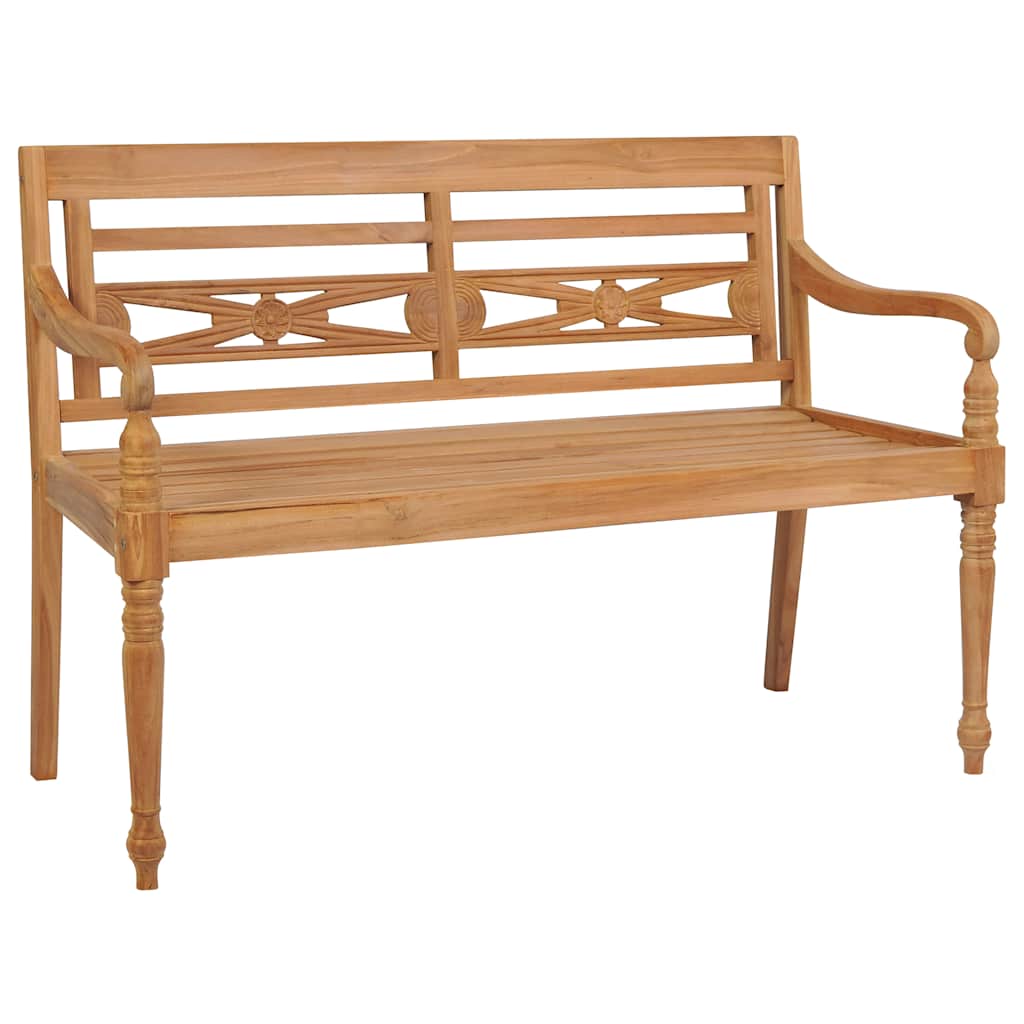 Batavia bench with red cushions 120 cm solid teak