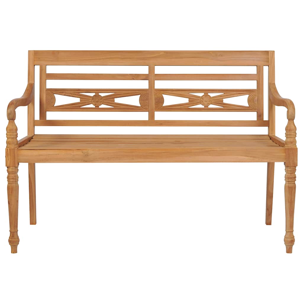 Batavia bench with red cushions 120 cm solid teak