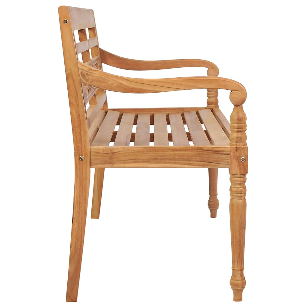 Batavia bench with red cushions 120 cm solid teak