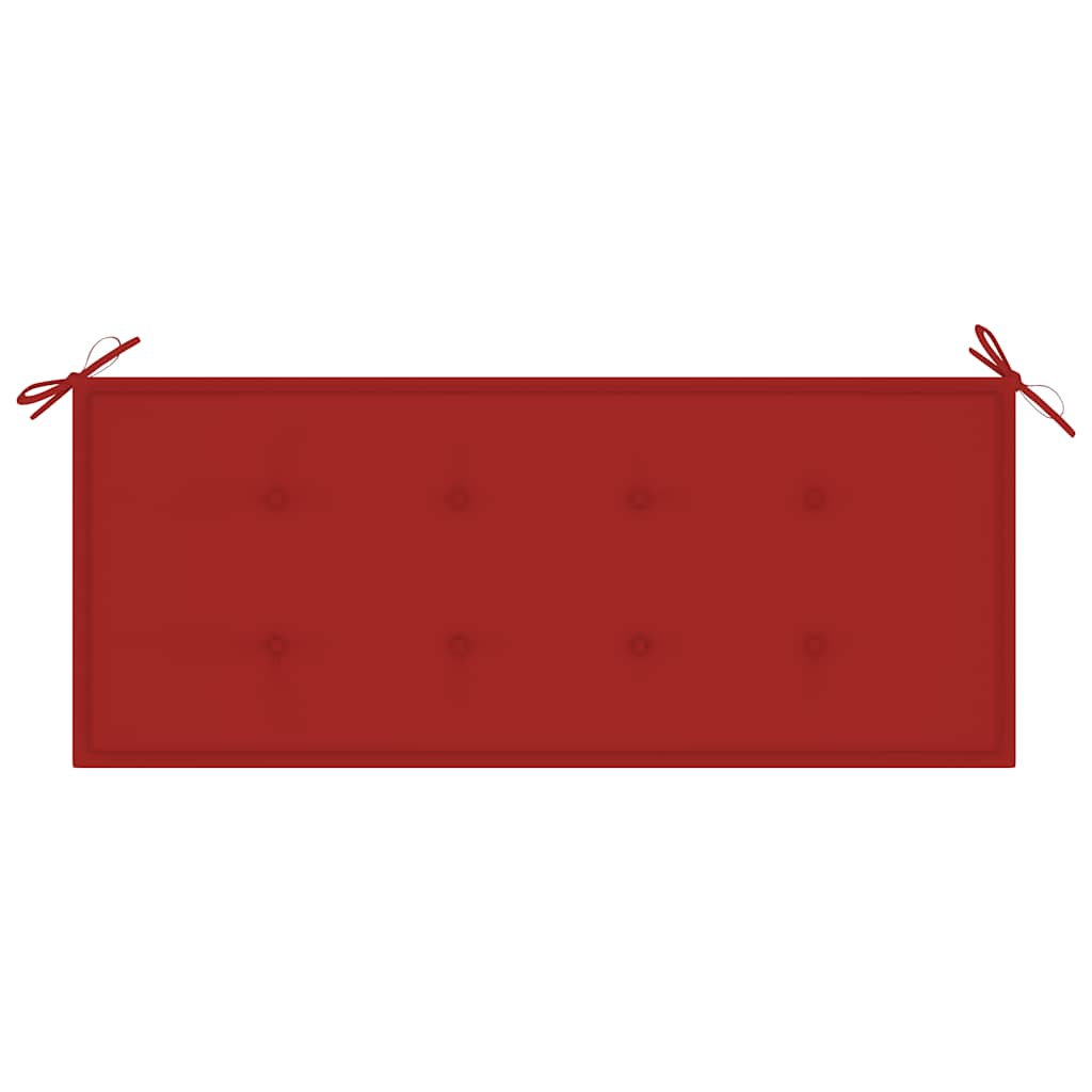 Batavia bench with red cushions 120 cm solid teak