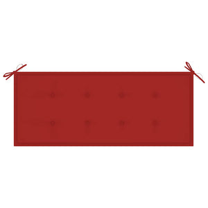 Batavia bench with red cushions 120 cm solid teak