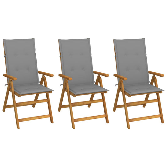 Folding chairs 3 pcs with cushions solid acacia wood