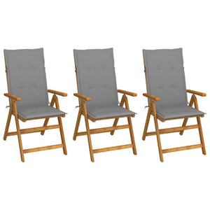 Folding chairs 3 pcs with cushions solid acacia wood