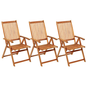 Folding chairs 3 pcs with cushions solid acacia wood