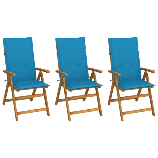 Folding chairs 3 pcs with cushions solid acacia wood