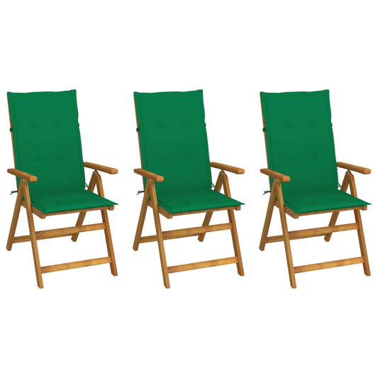 Folding chairs 3 pcs with cushions solid acacia wood