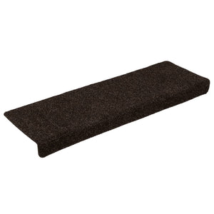 Stair mats 15 pcs needle punch 65x21x4 cm brown