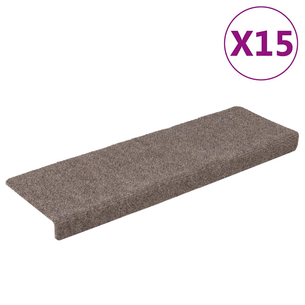 Stair mats 15 pcs needle punch 65x21x4 cm cream white