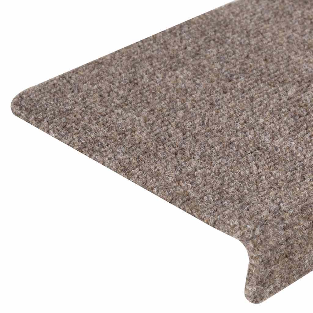 Stair mats 15 pcs needle punch 65x21x4 cm cream white