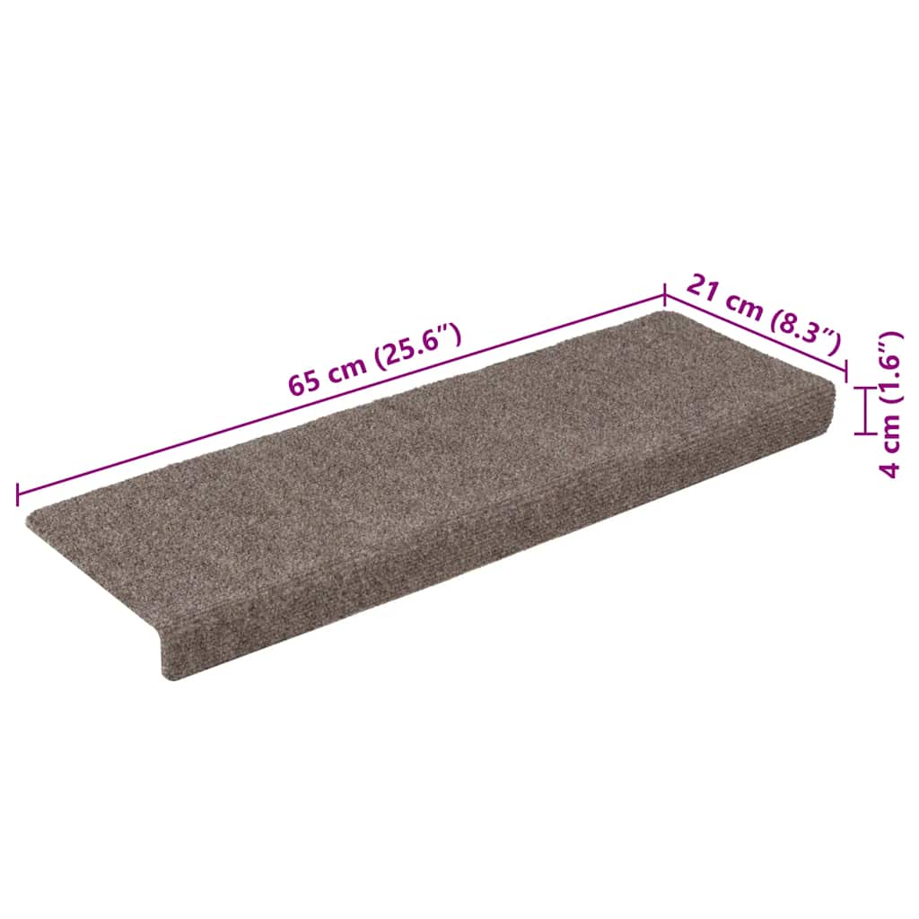 Stair mats 15 pcs needle punch 65x21x4 cm cream white