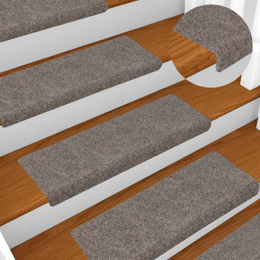Stair mats 15 pcs needle punch 65x21x4 cm cream white