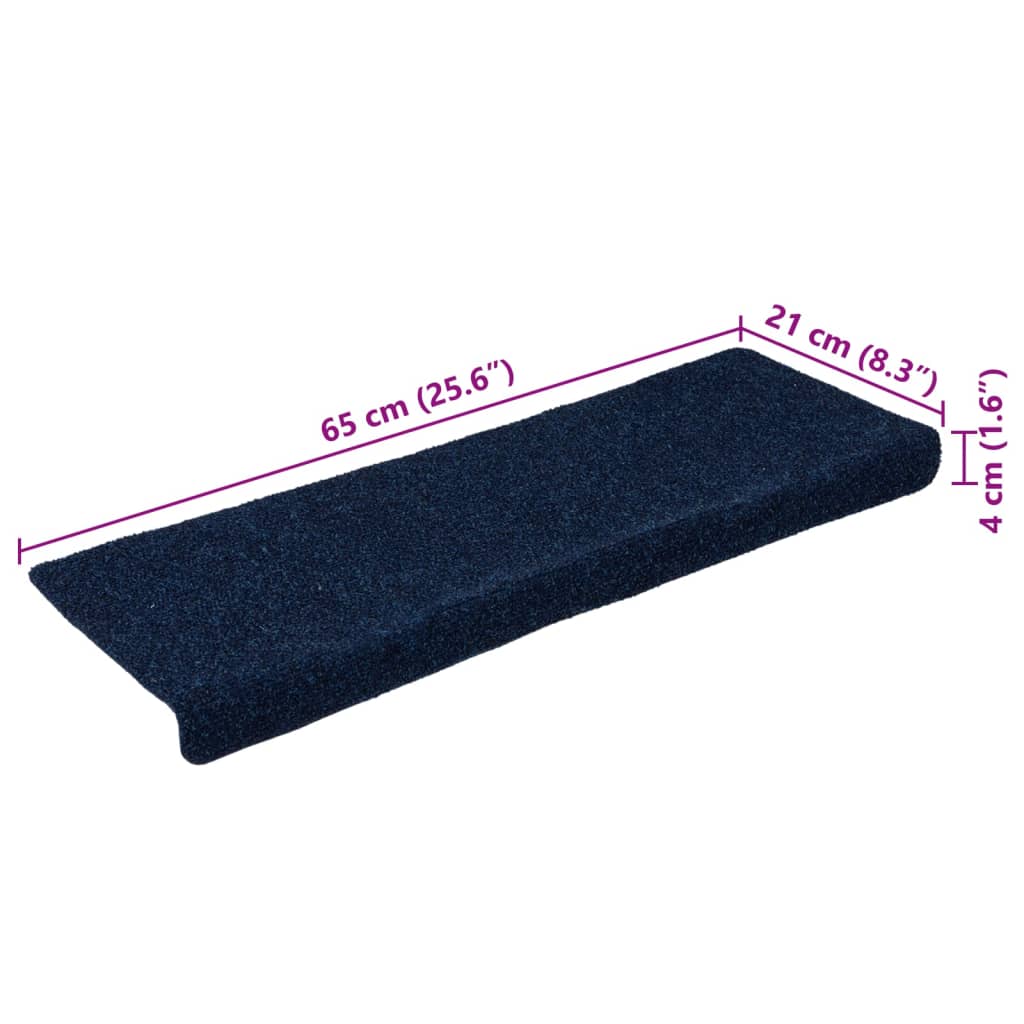 Stair mats 15 pcs needle stamp 65x21x4 cm blue