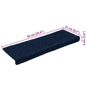 Stair mats 15 pcs needle stamp 65x21x4 cm blue