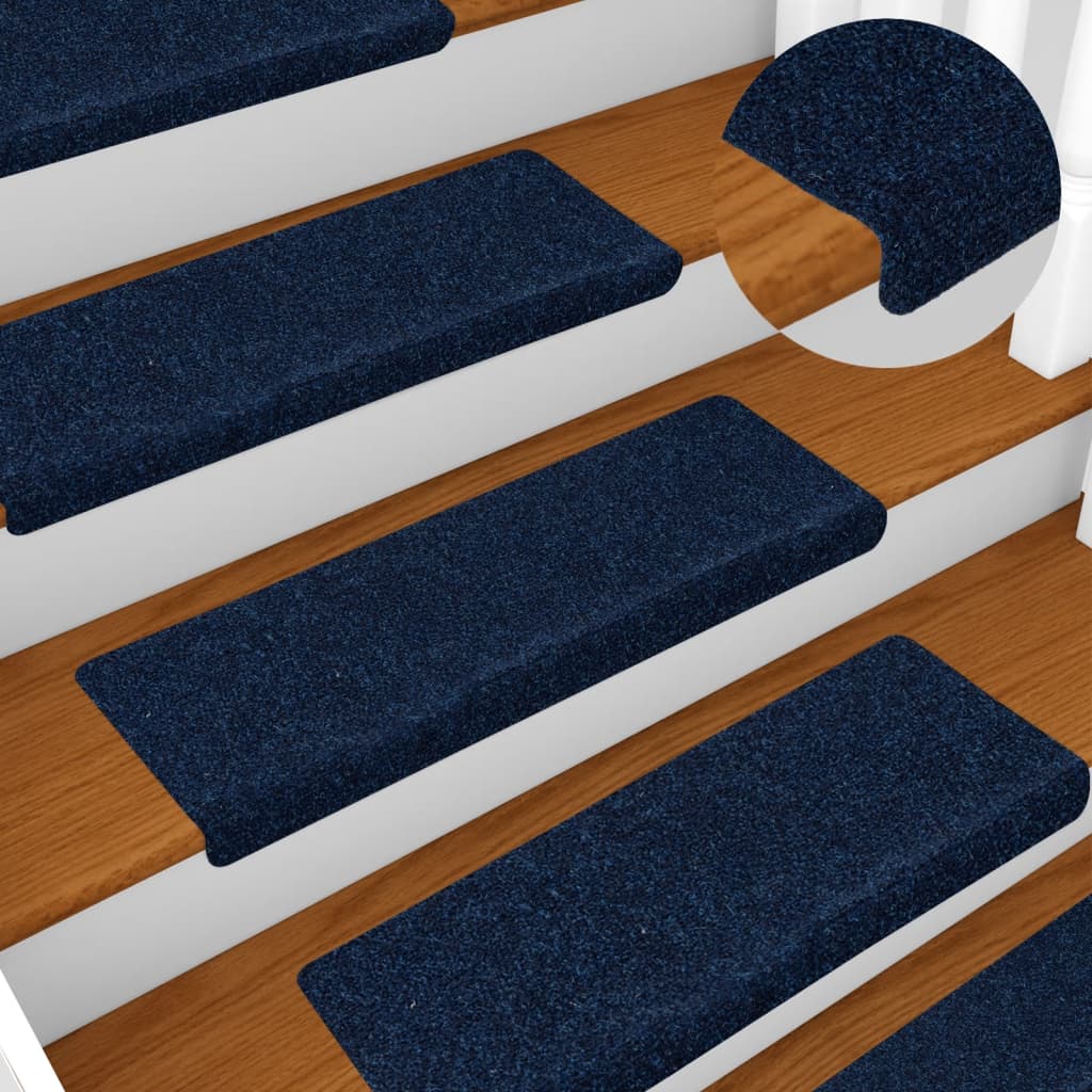 Stair mats 15 pcs needle stamp 65x21x4 cm blue
