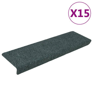 Stair mats 15 pcs needle punch 65x21x4 cm brown