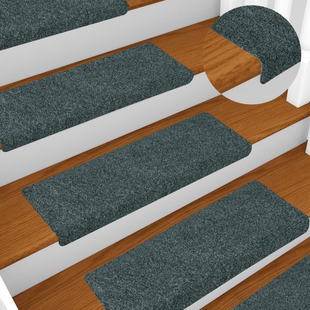 Stair mats 15 pcs needle punch 65x21x4 cm brown