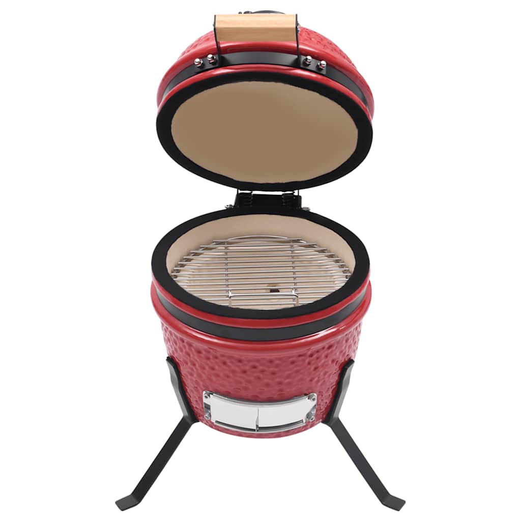 Charcoal grill with smoker Kamado ceramic 56 cm red