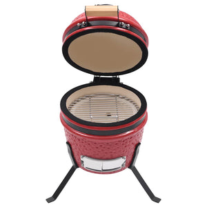 Charcoal grill with smoker Kamado ceramic 56 cm red