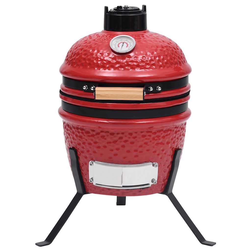 Charcoal grill with smoker Kamado ceramic 56 cm red