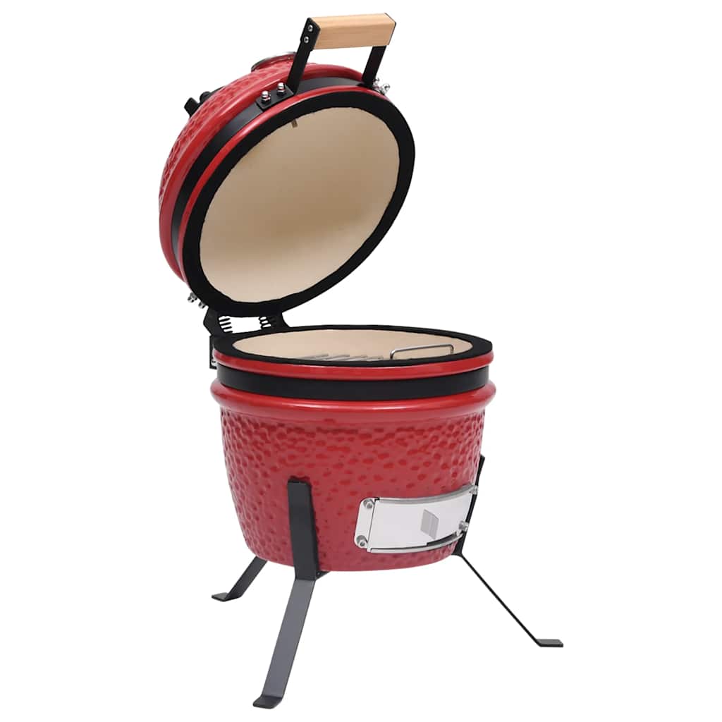 Charcoal grill with smoker Kamado ceramic 56 cm red