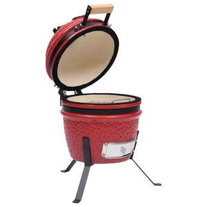 Charcoal grill with smoker Kamado ceramic 56 cm red