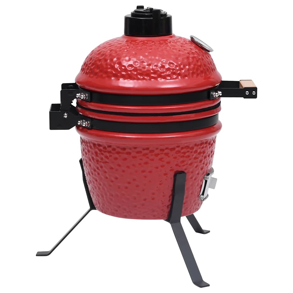 Charcoal grill with smoker Kamado ceramic 56 cm red