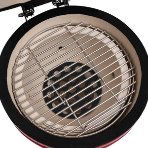 Charcoal grill with smoker Kamado ceramic 56 cm red