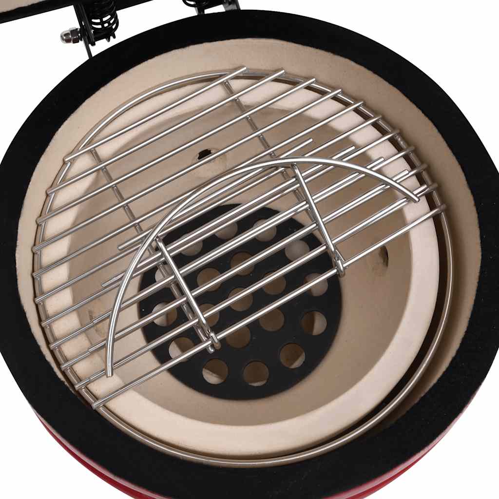 Charcoal grill with smoker Kamado ceramic 56 cm red