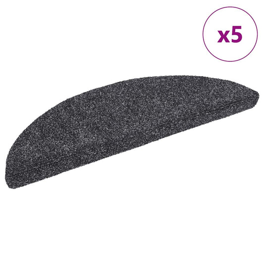 Self-adhesive stair mats 5 pcs dark grey 56x17x3 cm needle punch