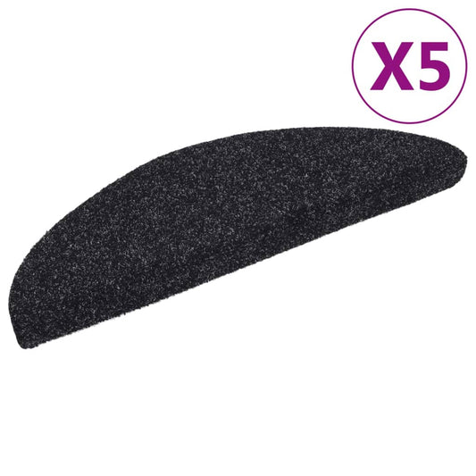 Self-adhesive stair mats 5 pcs black 56x17x3 cm needle punch