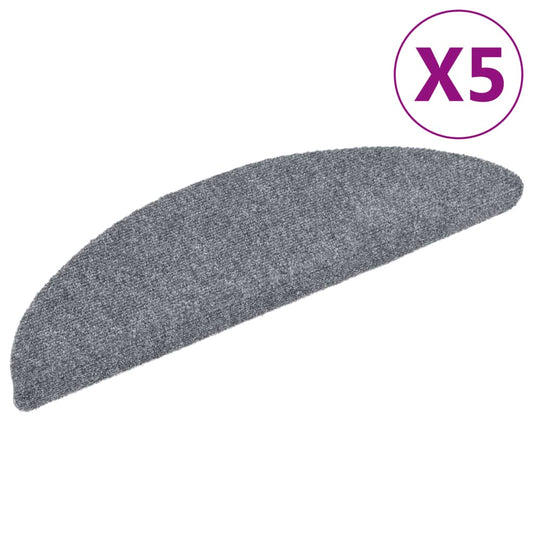 Self-adhesive stair mats 5 pcs light grey 56x17x3 cm needle punch