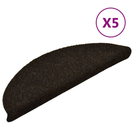 Self-adhesive stair mats 5 pcs dark brown 56x17x3cm needle punch