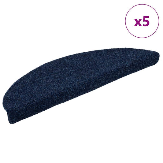 Self-adhesive stair mats 5 pcs navy blue 56x17x3cm needle punch