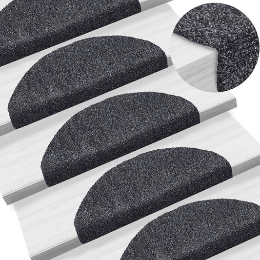 Self-adhesive stair mats 5 pieces dark grey 65x21x4 cm needle punch