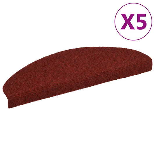 Self-adhesive stair mats 5 pcs red 65x21x4 cm needle punch