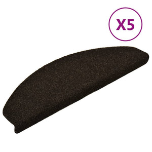 Self-adhesive stair mats 5 pieces dark brown 65x21x4cm needle punch