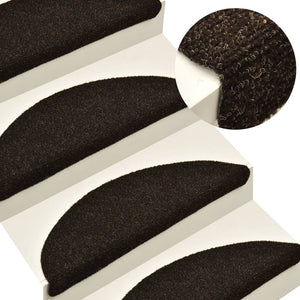 Self-adhesive stair mats 5 pieces dark brown 65x21x4cm needle punch