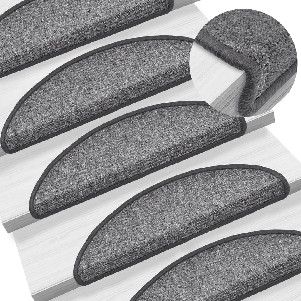 Stair mats 10 pcs 56x17x3 cm dark grey