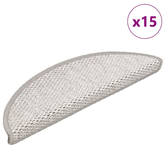 Self-adhesive stair mats sisal 15 pcs 56x17x3 cm platinum