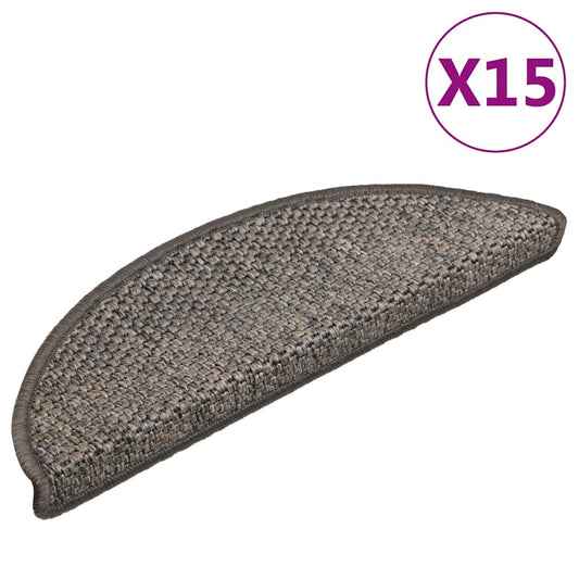Self-adhesive stair mats sisal 15 pcs 56x17x3 cm brown beige