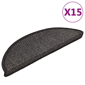 Self-adhesive stair mats sisal 15 pcs 56x17x3 cm anthracite