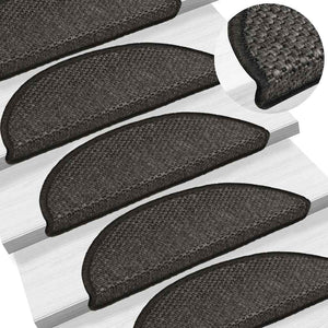Self-adhesive stair mats sisal 15 pcs 56x17x3 cm anthracite