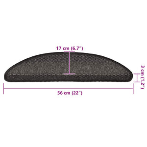 Self-adhesive stair mats sisal 15 pcs 56x17x3 cm anthracite