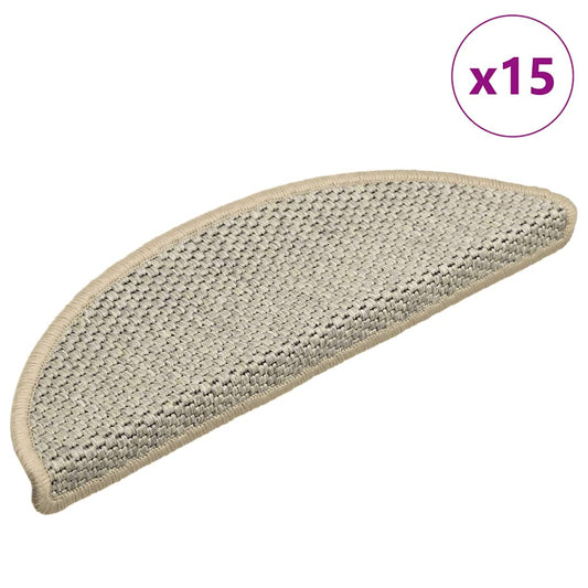 Self-adhesive stair mats sisal 15 pcs 56x17x3 cm light green