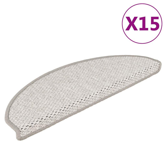 Self-adhesive stair mats sisal 15 pcs 65x21x4 cm platinum
