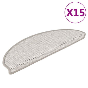 Self-adhesive stair mats sisal 15 pcs 65x21x4 cm platinum