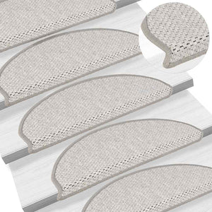Self-adhesive stair mats sisal 15 pcs 65x21x4 cm platinum