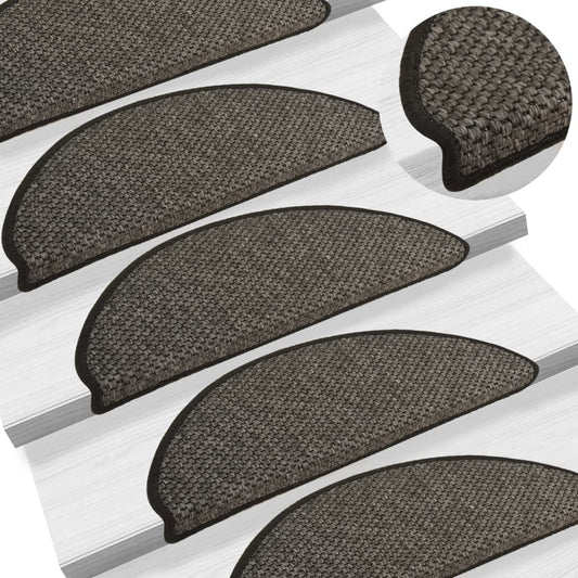 Self-adhesive stair mats sisal 15 pcs 65x21x4 cm anthracite