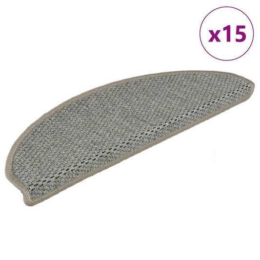 Self-adhesive stair mats sisal 15 pcs 65x21x4 cm light green