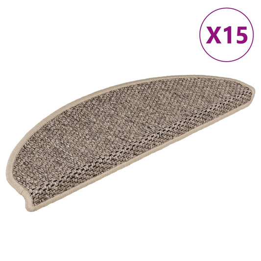 Self-adhesive stair mats sisal 15 pcs 65x21x4 cm dark beige